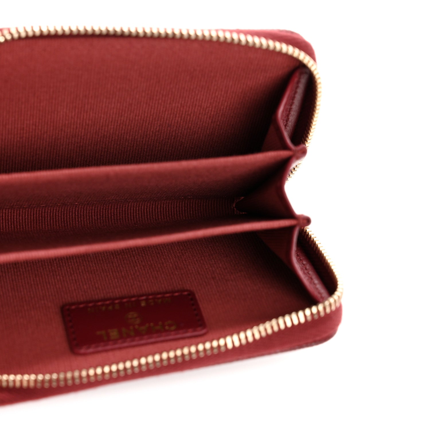 Chanel Caviar Quilted Zip Around Coin Purse Burgundy 5 of 8