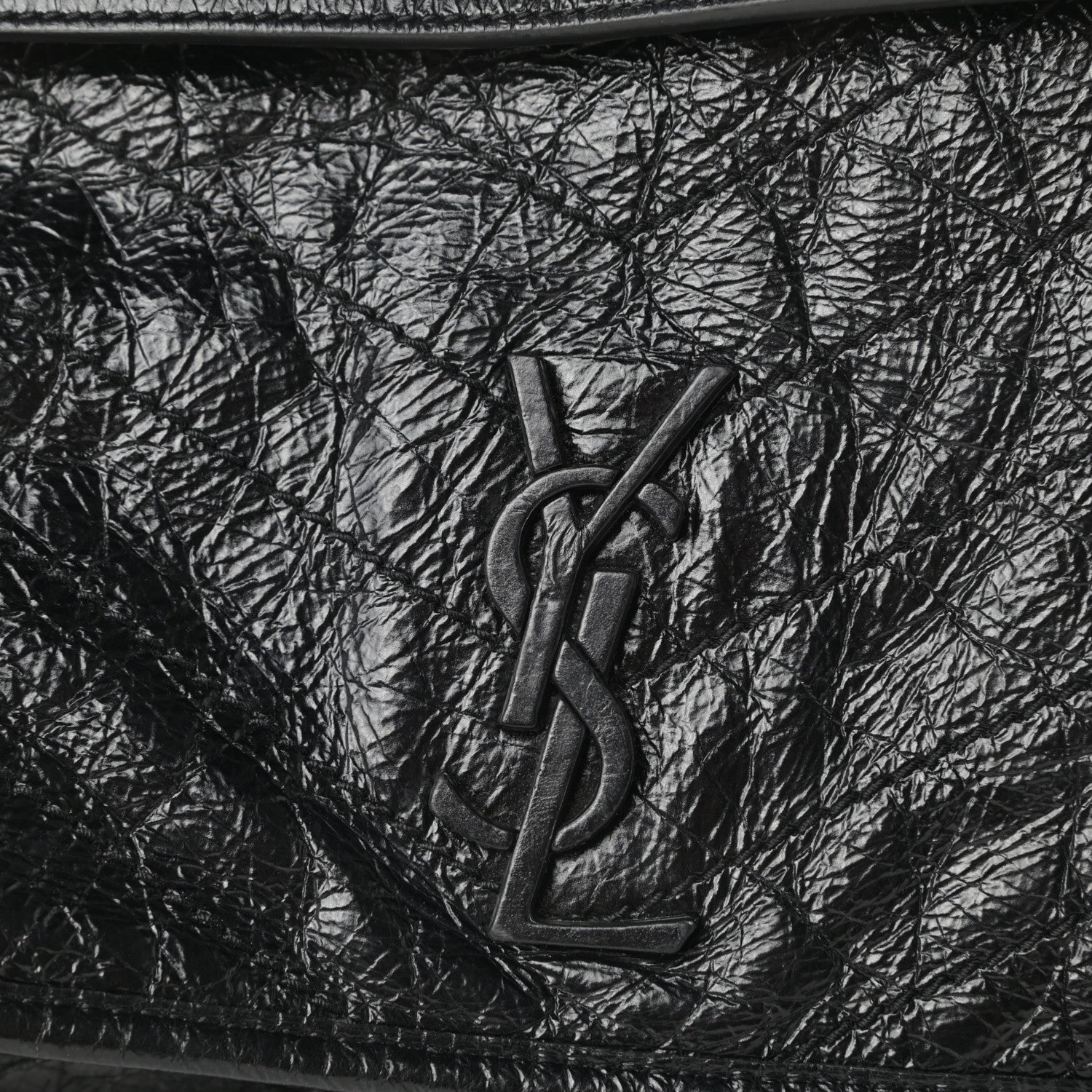Saint Laurent Crinkled Calfskin Matelasse Monogram Large Niki Chain Satchel Black 11 of 15