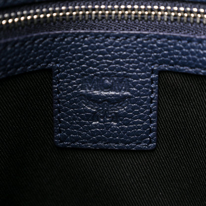 MCM Grained Calfskin Small Klassik Tote Navy 6 of 10