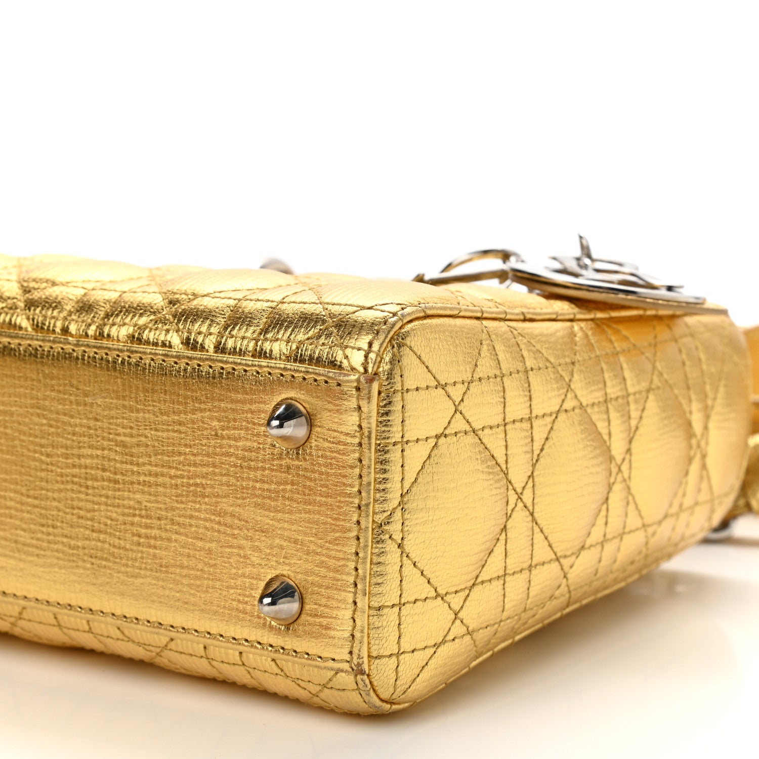 Christian Dior Metallic Grained Calfskin Cannage Small Lucky Badges My Lady Dior Gold 10 of 13