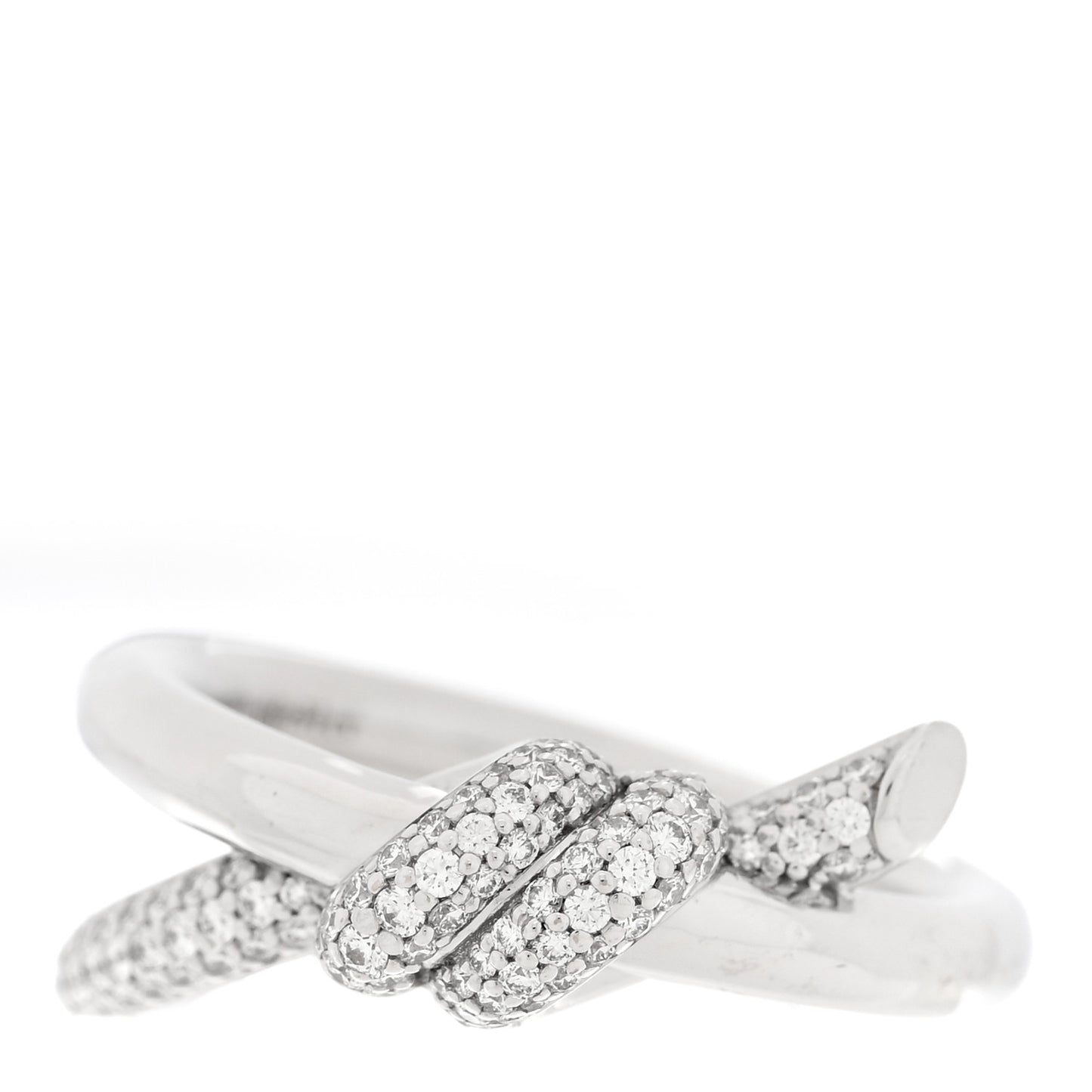 18K White Gold Diamond Double Row Knot Ring 50 5.25