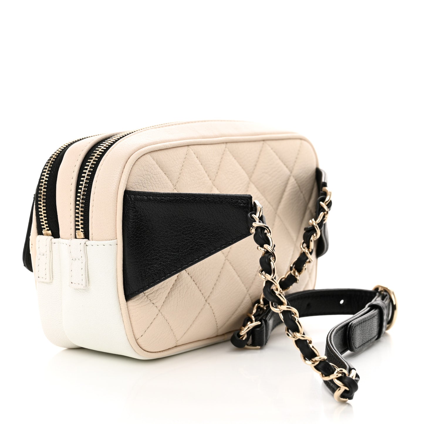 Goatskin Quilted Waist Bag Beige White Black