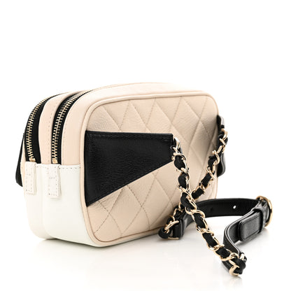 Chanel Goatskin Quilted Waist Bag Beige White Black 5 of 13