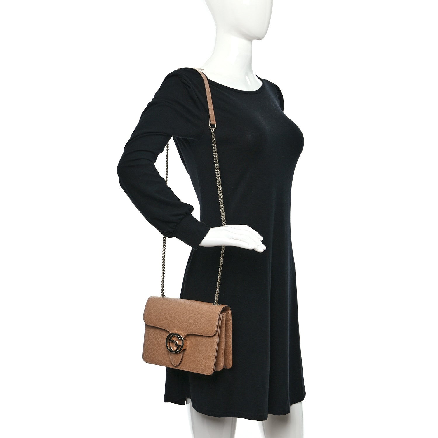 Gucci Dollar Calfskin Small Interlocking G Shoulder Bag Camelia 2 of 9