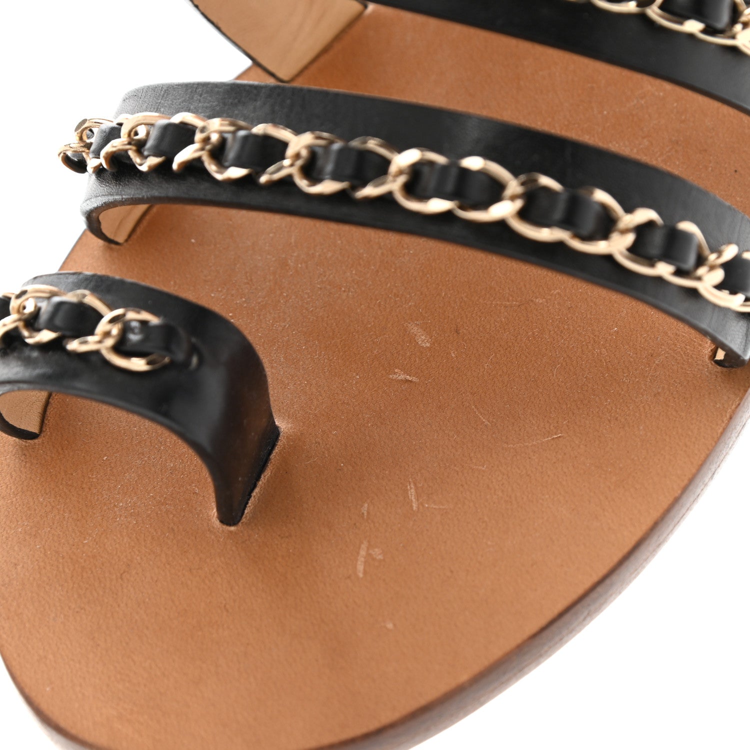 Chanel Calfskin Fantasy Chain Flat Sandals 39 Black 10 of 10