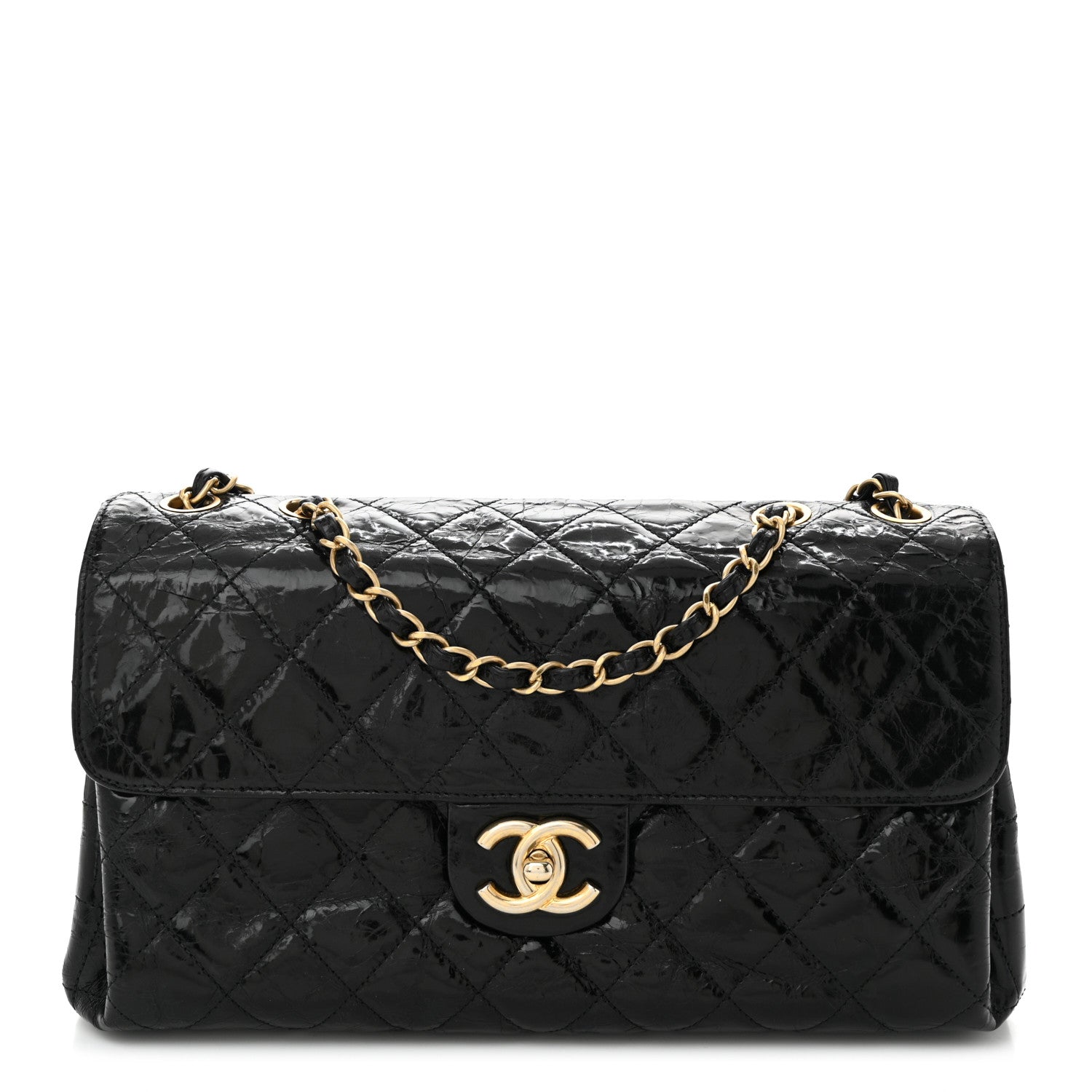 Chanel Glazed Crinkled Calfskin Quilted Flap Black 1 of 10