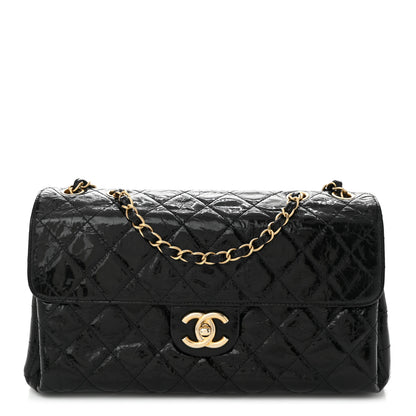 Chanel Glazed Crinkled Calfskin Quilted Flap Black 1 of 10