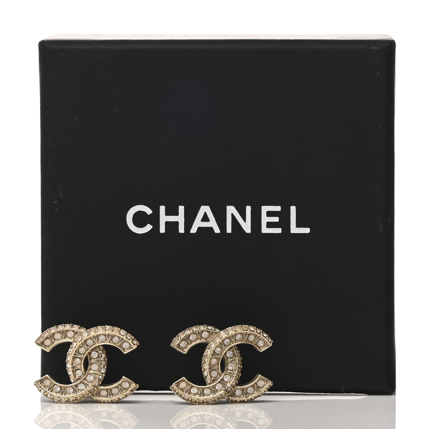 Chanel Crystal Timeless CC Earrings Light Gold 6 of 6