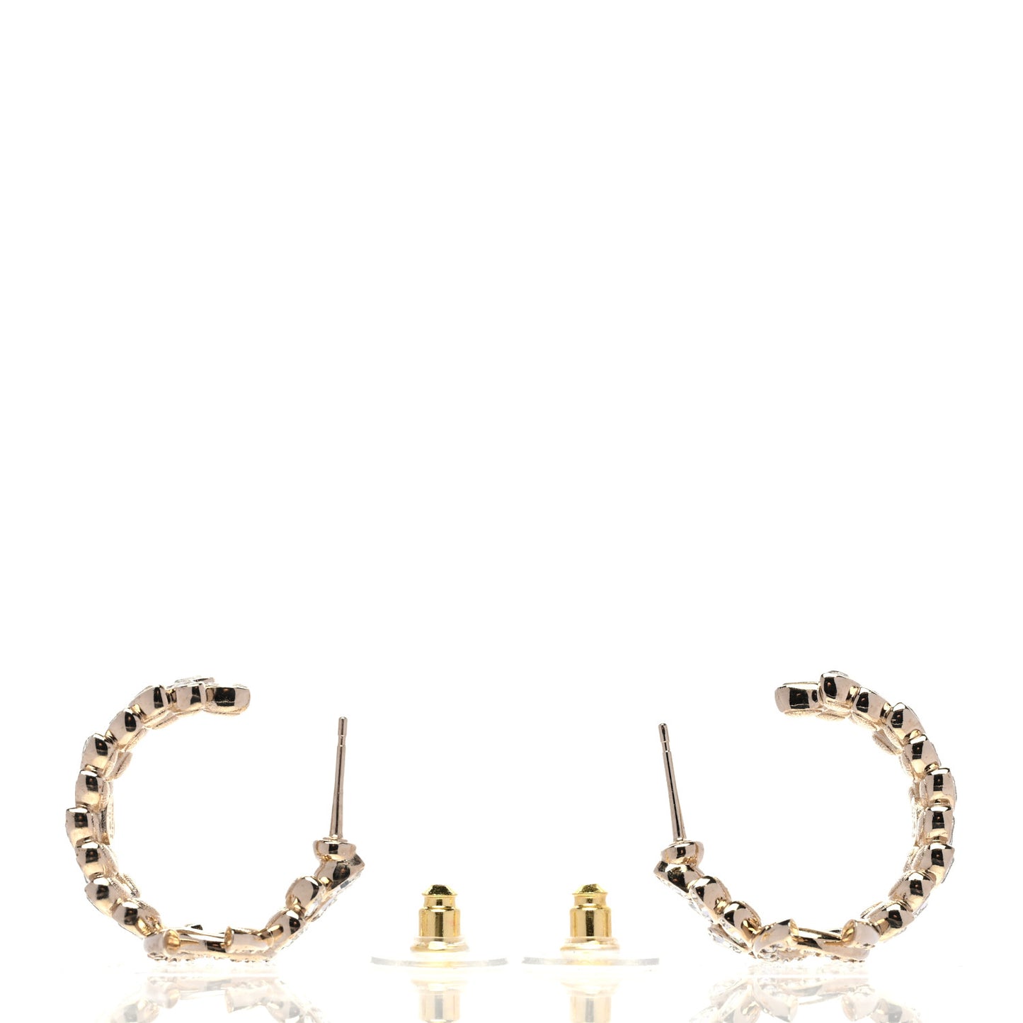 Crystal Sparkling Wheat CC Hoop Earrings Gold