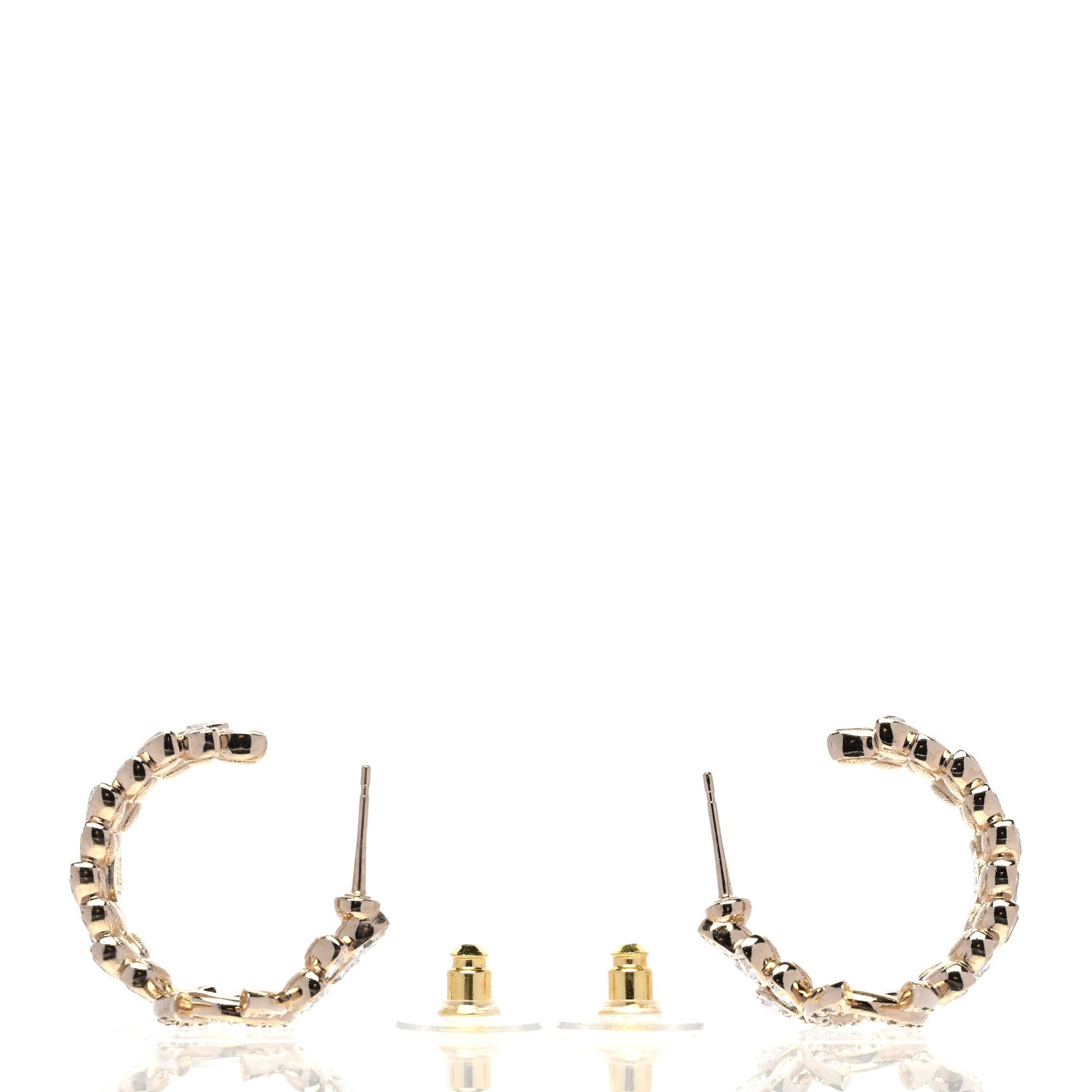 Chanel Crystal Sparkling Wheat CC Hoop Earrings Gold 3 of 5
