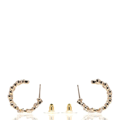 Chanel Crystal Sparkling Wheat CC Hoop Earrings Gold 3 of 5