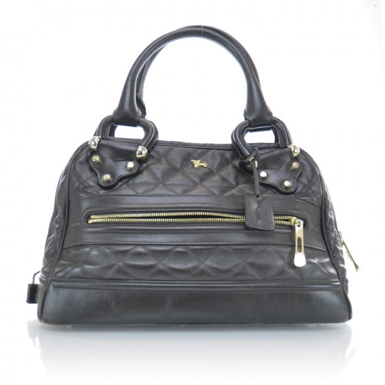 Burberry Leather Quilted Satchel Dark Brown 1 of 13