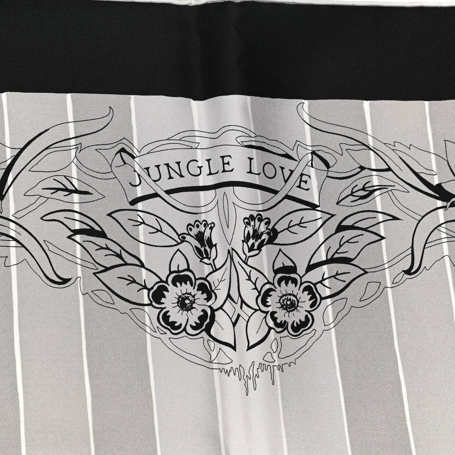 Silk Jungle Love Rainbow Scarf 90 Black Gris White