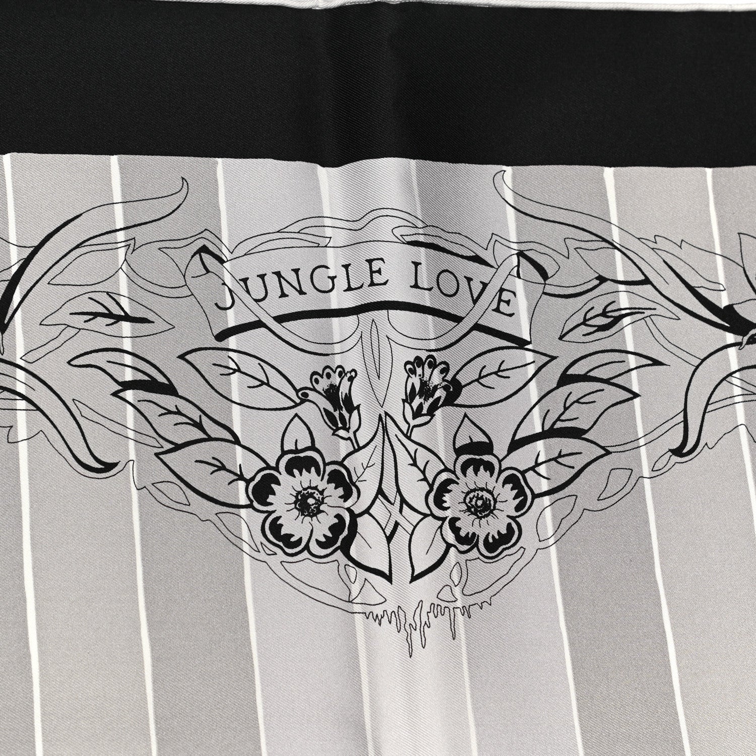 Hermes Silk Jungle Love Rainbow Scarf 90 Black Gris White 5 of 6