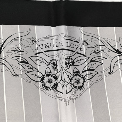 Hermes Silk Jungle Love Rainbow Scarf 90 Black Gris White 5 of 6