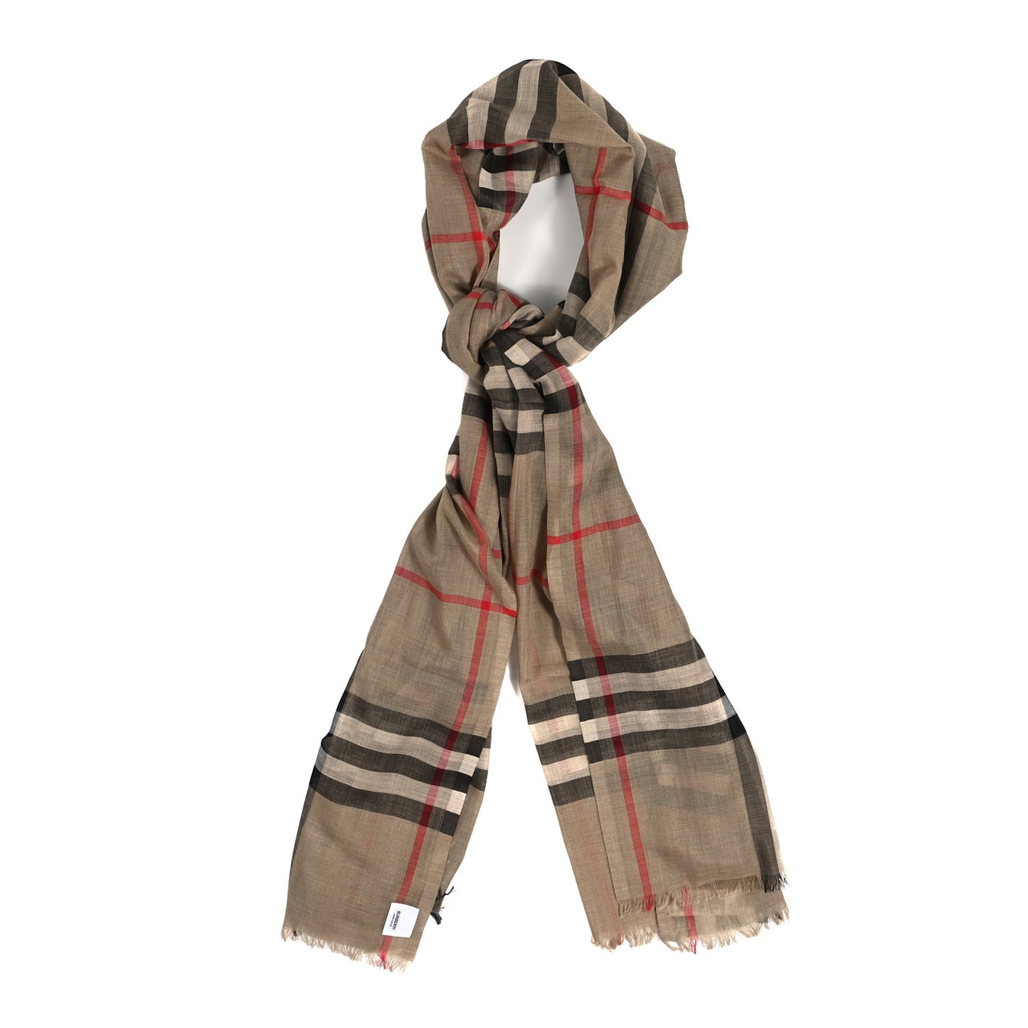 Wool Silk House Check Lightweight Scarf Archive Beige