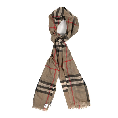 Burberry Wool Silk House Check Lightweight Scarf Archive Beige 1 of 4