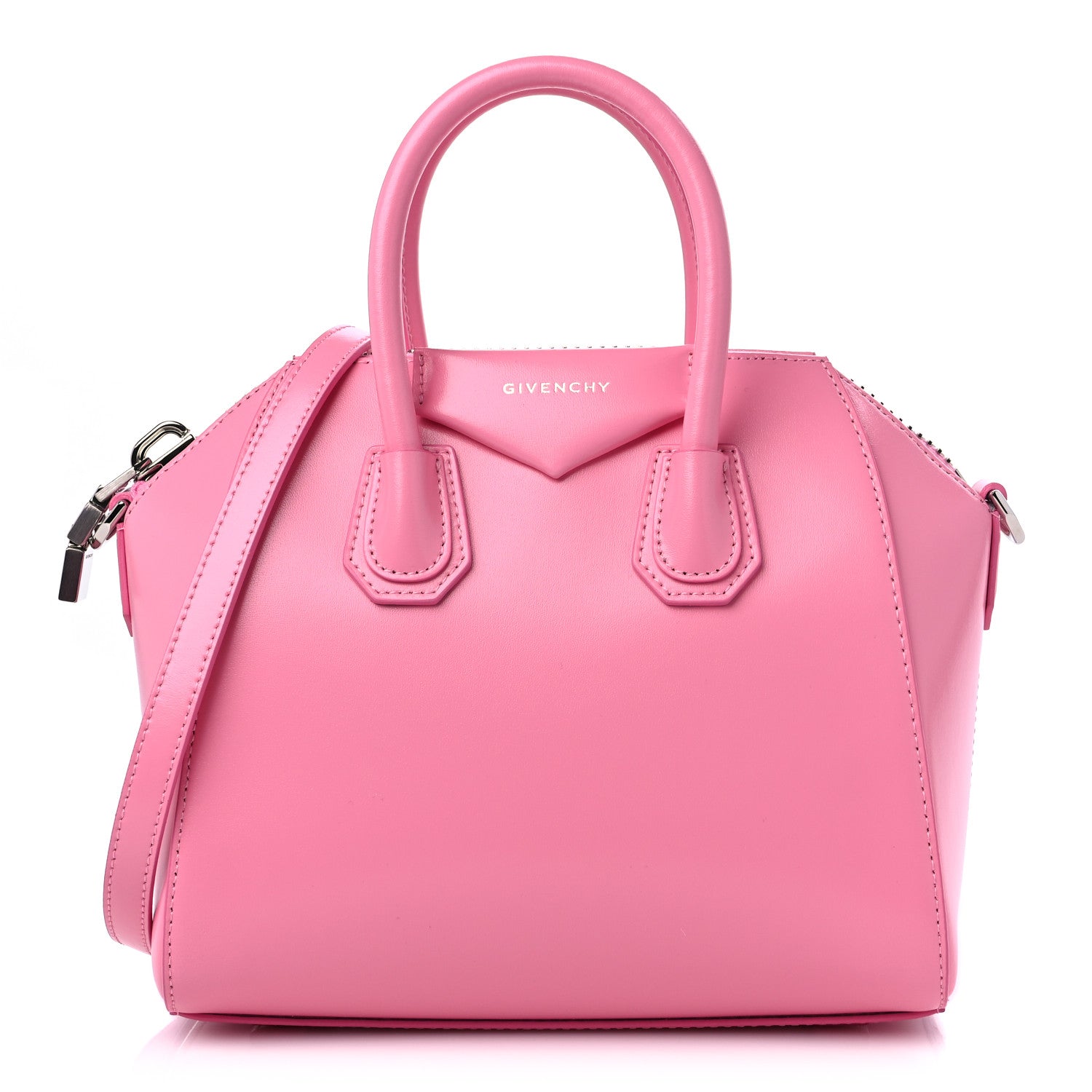 product image of GIVENCHY Shiny Lord Calfskin Mini Antigona Bright Pink FASHIONPHILE