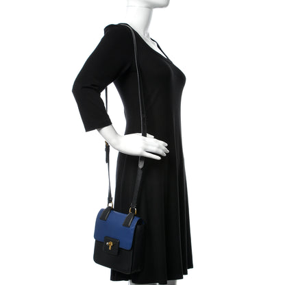 Prada Saffiano Bi-Color Crossbody Bag Inchiostro Black 2 of 15