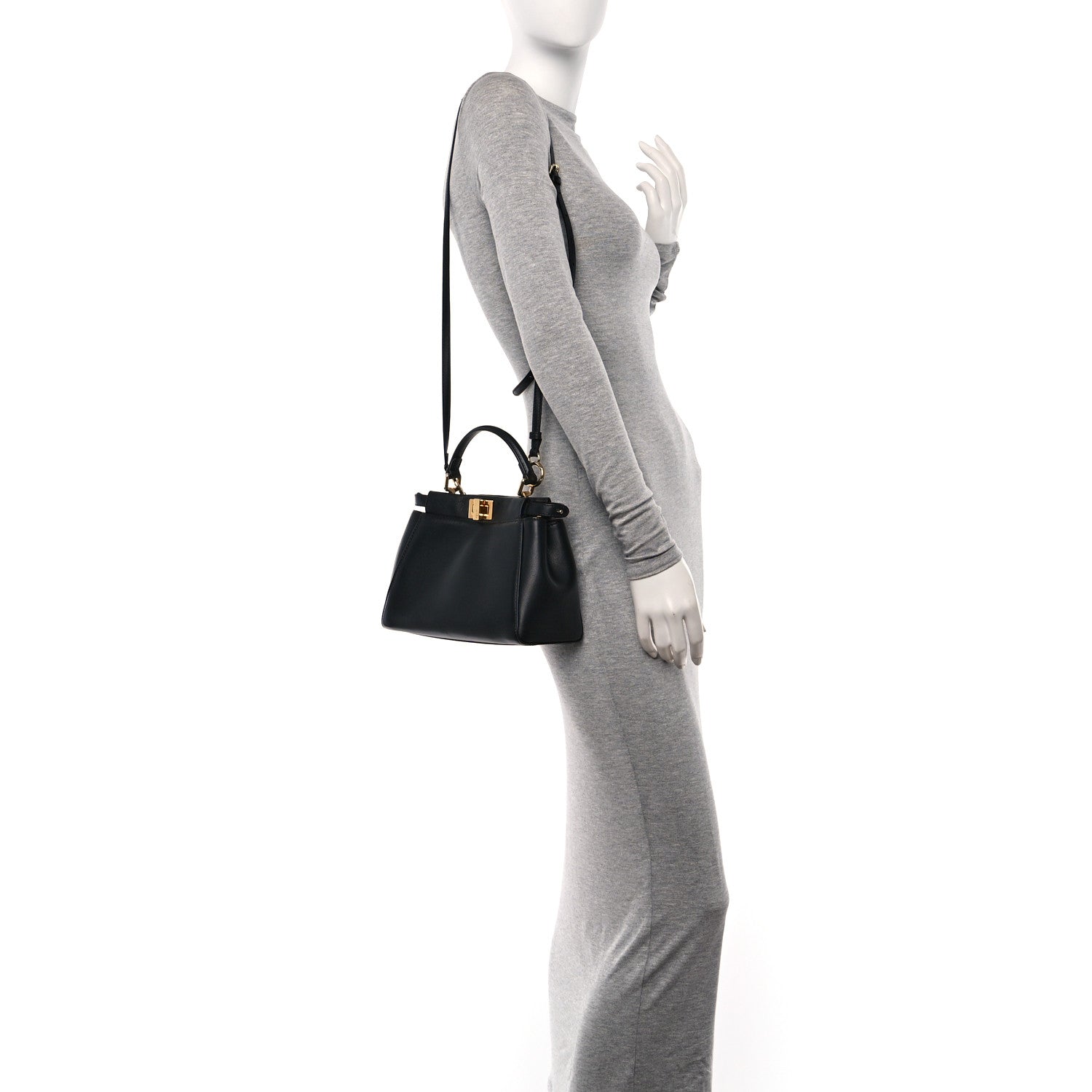 Fendi Nappa Mini Peekaboo Iconic Satchel Black 2 of 10