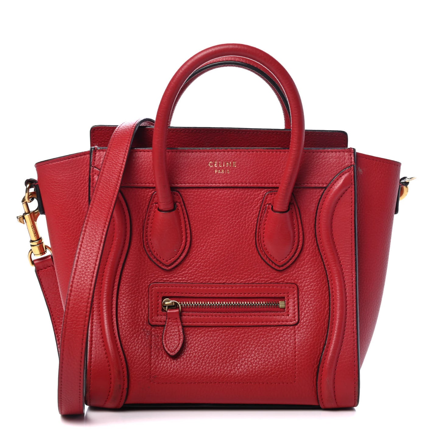 Drummed Calfskin Nano Luggage Red