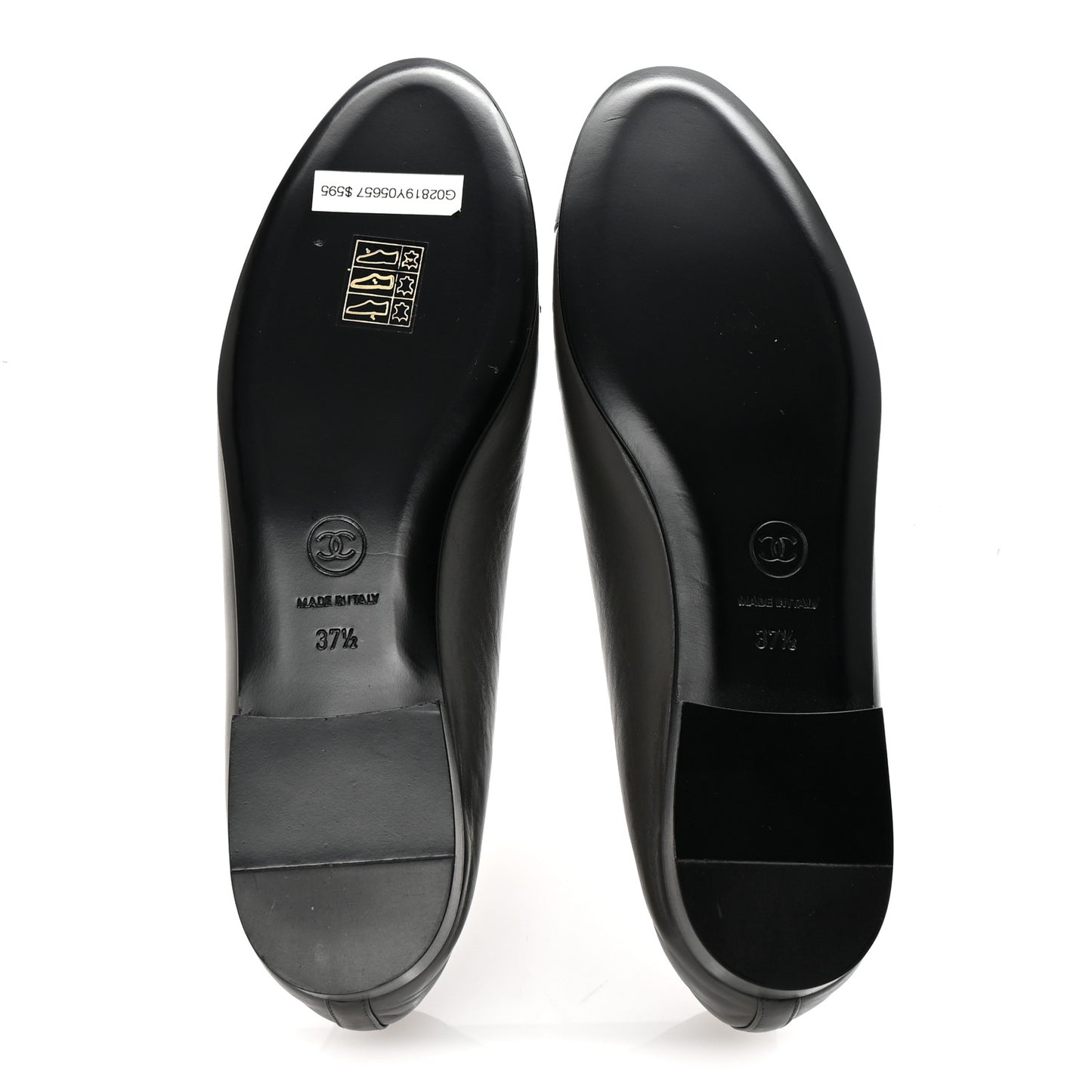 Calfskin Metallic Goatskin CC Cap Toe Ballerina Flats 37.5 Gris Argent