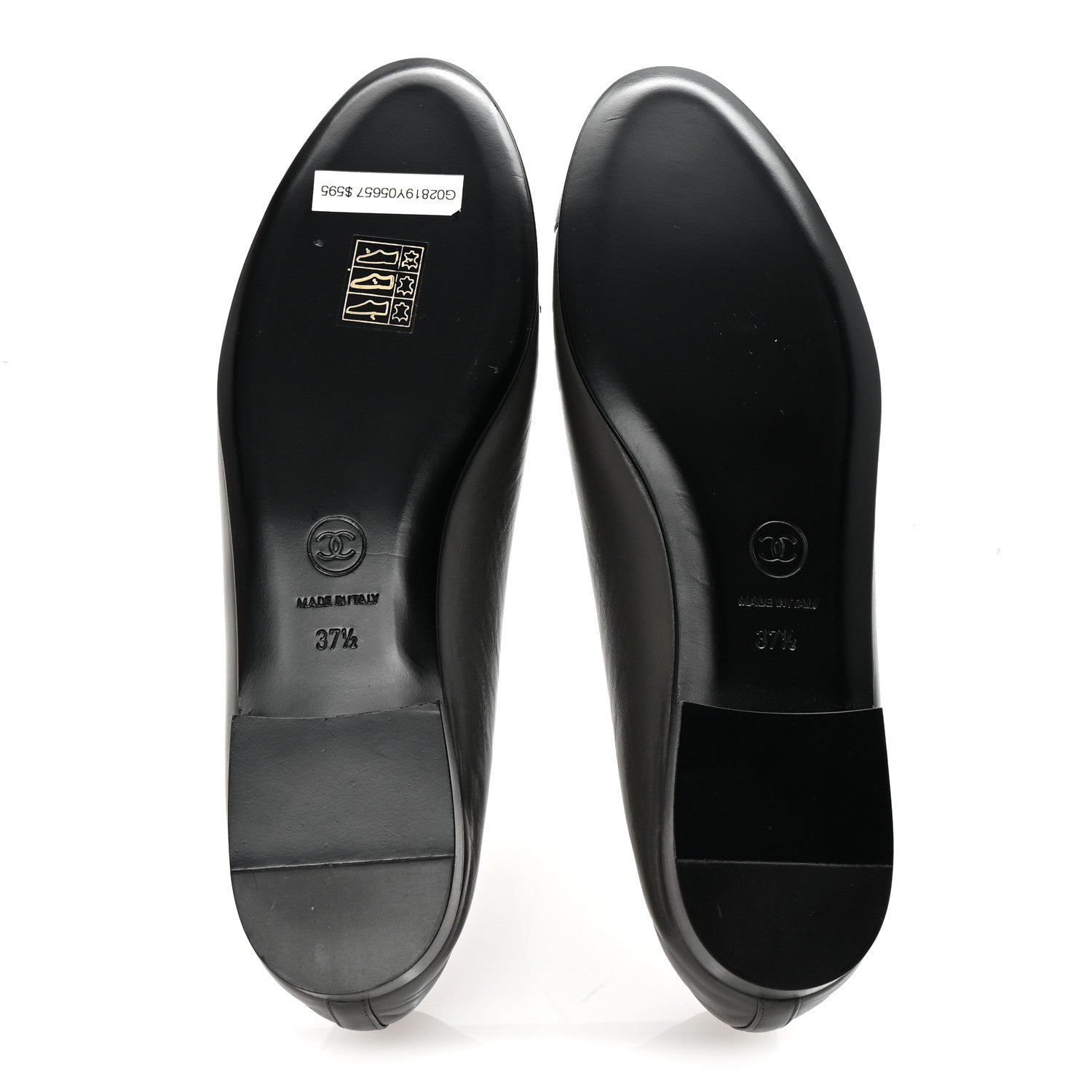 Chanel Calfskin Metallic Goatskin CC Cap Toe Ballerina Flats 37.5 Gris Argent 6 of 10