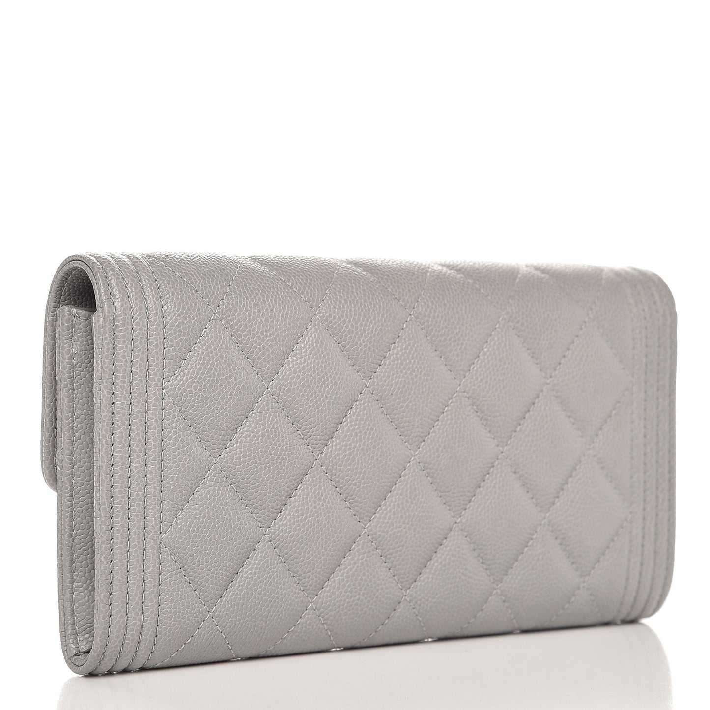 Caviar Quilted Boy Flap Wallet Grey