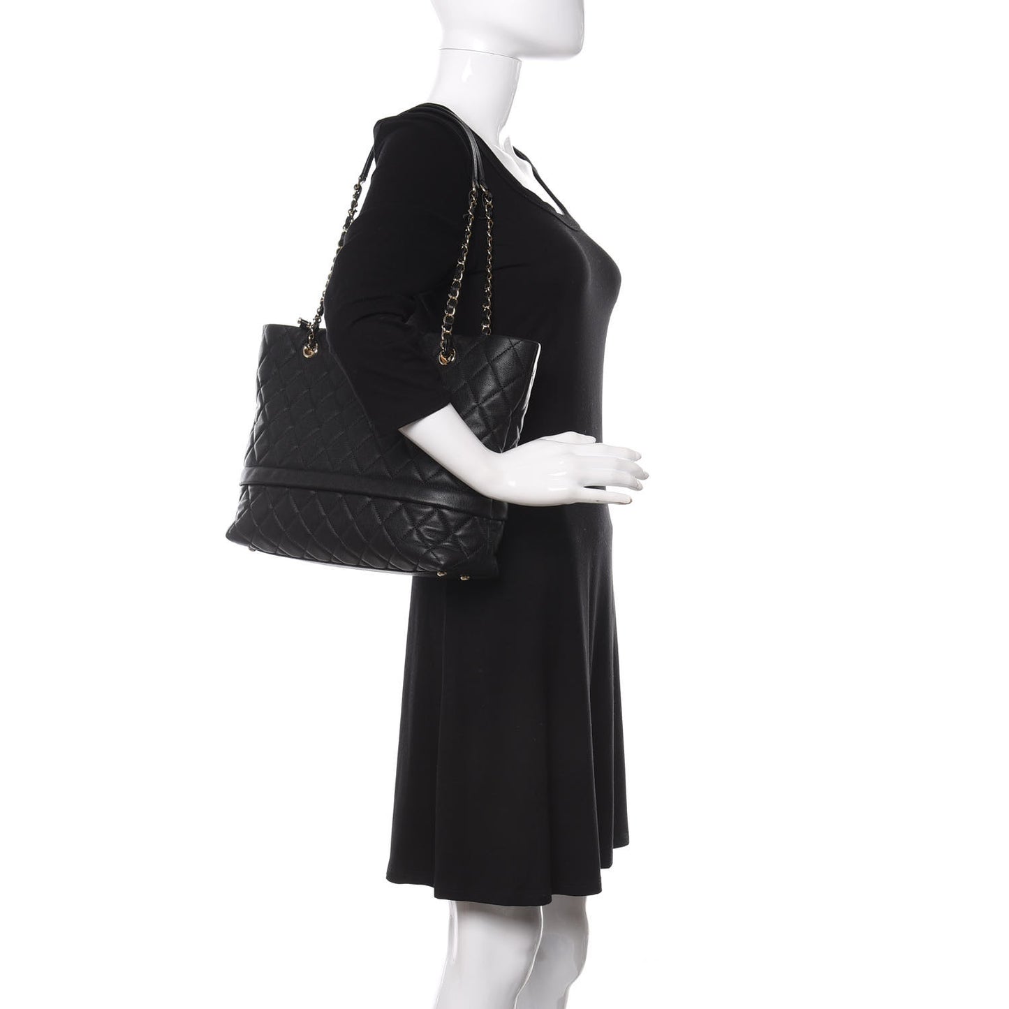 Caviar Quilted Rolled Up Tote Black