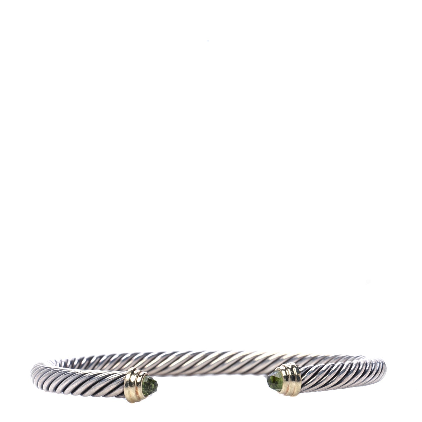 Sterling Silver 14K Yellow Gold Peridot 5mm Cable Classics Petite Color Bracelet