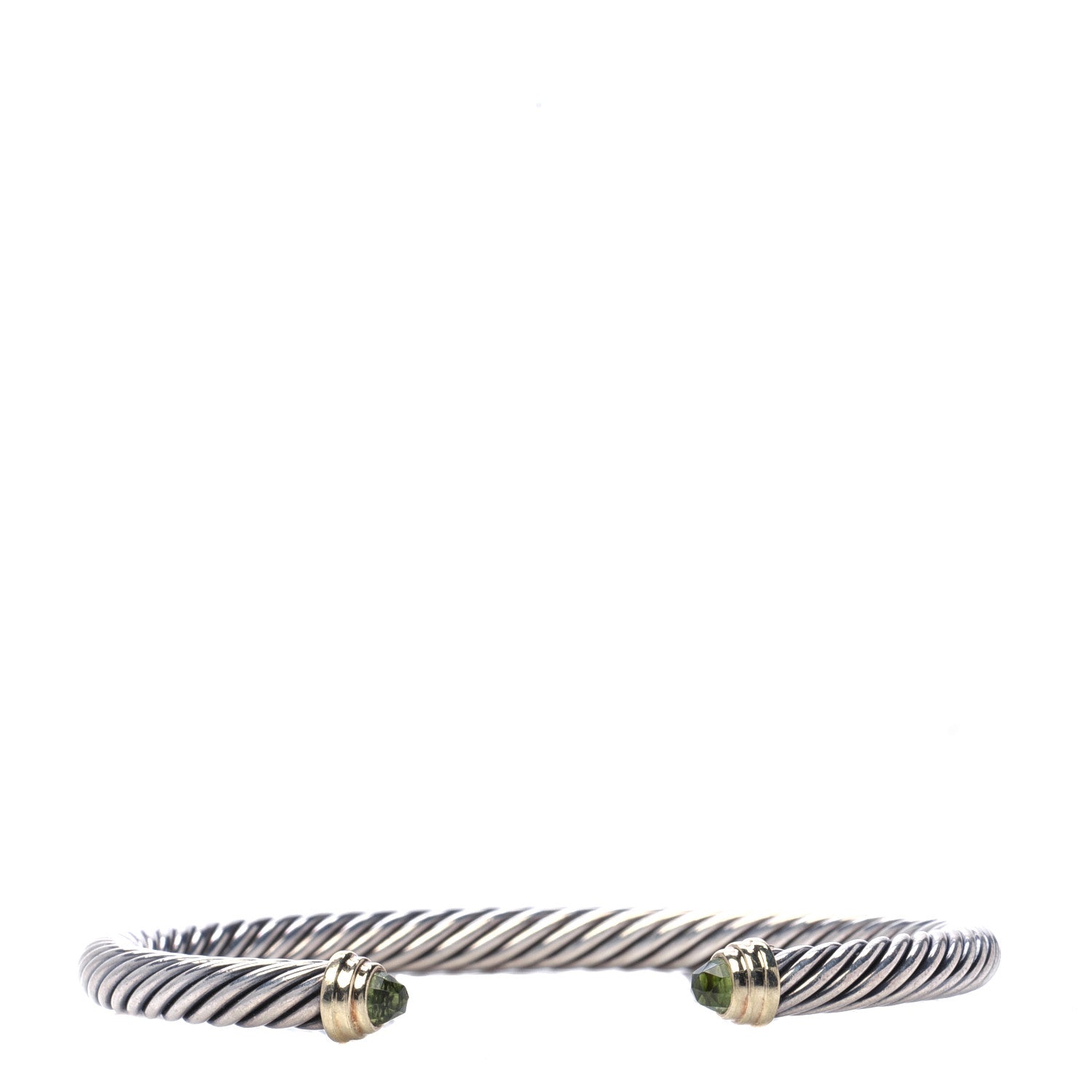 David Yurman Sterling Silver 14K Yellow Gold Peridot 5mm Cable Classics Petite Color Bracelet 1 of 4