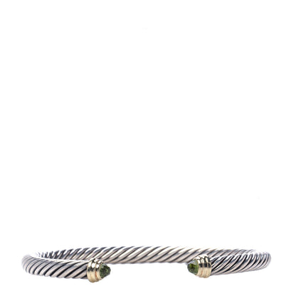 David Yurman Sterling Silver 14K Yellow Gold Peridot 5mm Cable Classics Petite Color Bracelet 1 of 4