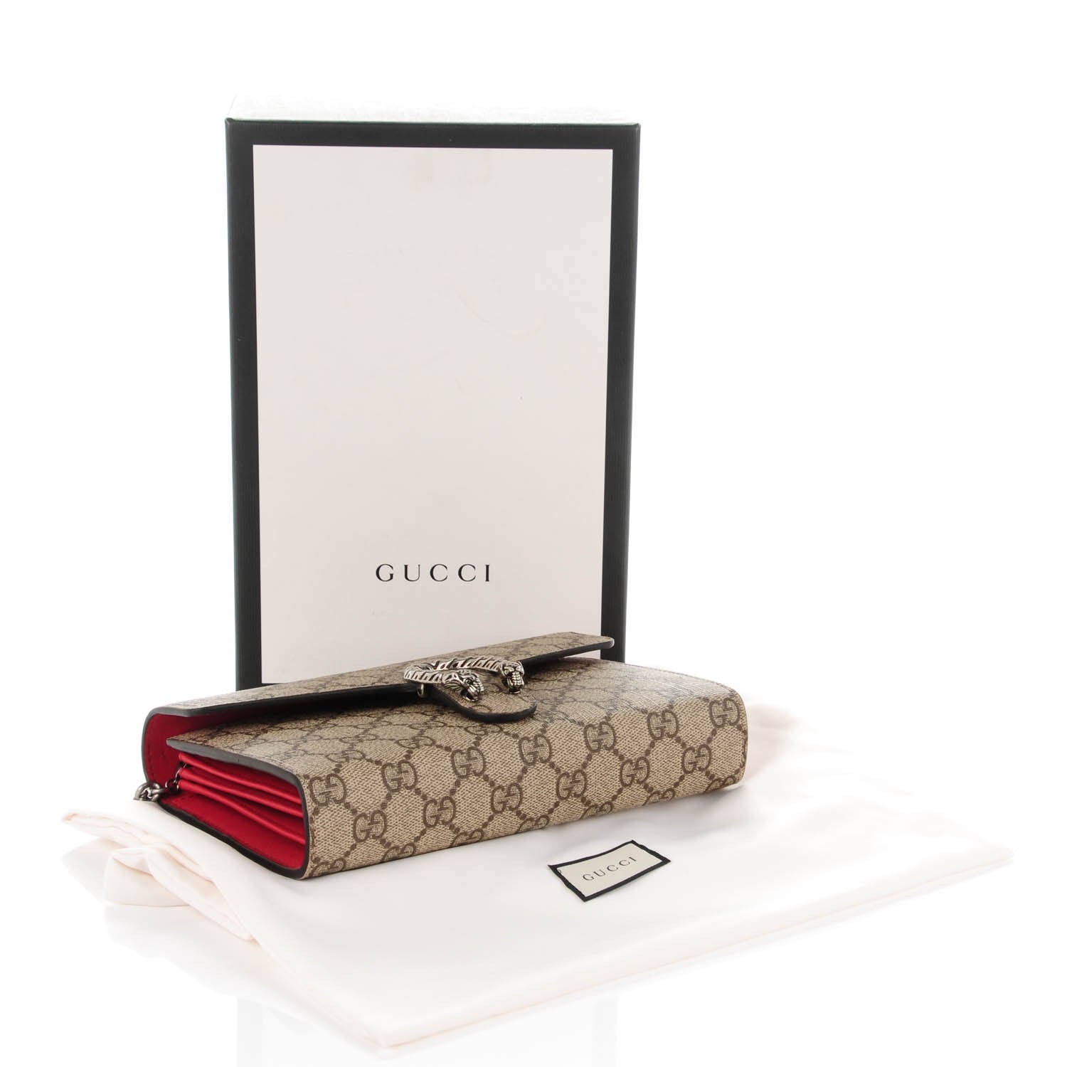 Gucci GG Supreme Monogram Mini Dionysus Chain Wallet Beige Vulcanic Red 4 of 7