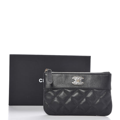 Chanel Sheepskin Quilted Small Vintage Mademoiselle Cosmetic Case Dark Grey 8 of 8