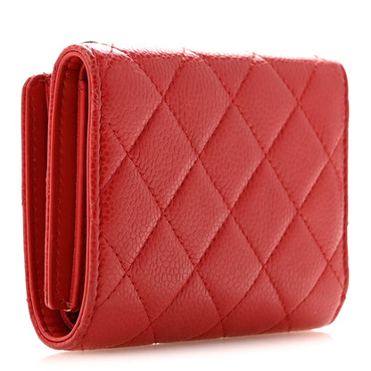 Chanel Caviar Quilted CC Zip Tri-Fold Wallet Red 3 of 11