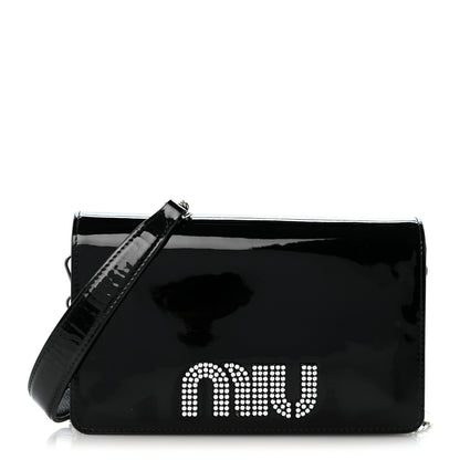 Miu Miu Vernice Crystal Wallet On Chain Black 1 of 13