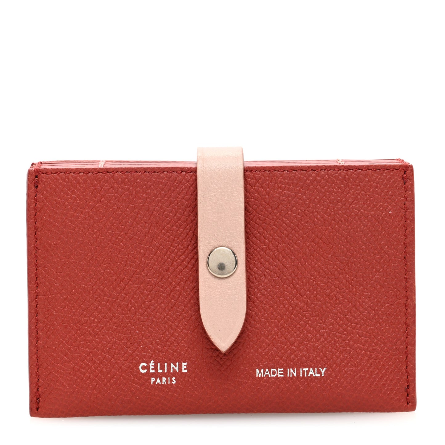 Grained Shiny Calfskin Accordion Card Holder Rust