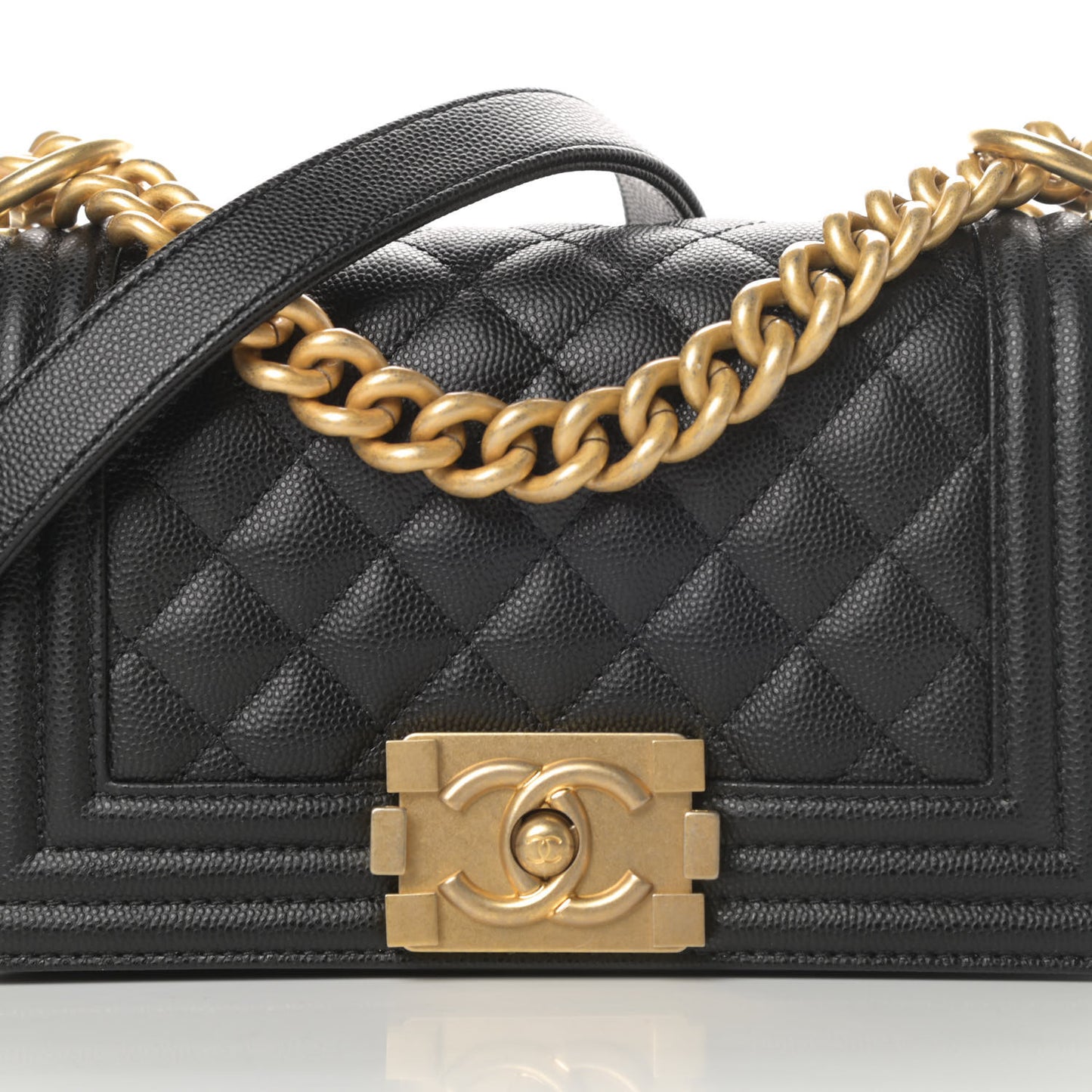 Caviar Quilted Small Boy Flap Black