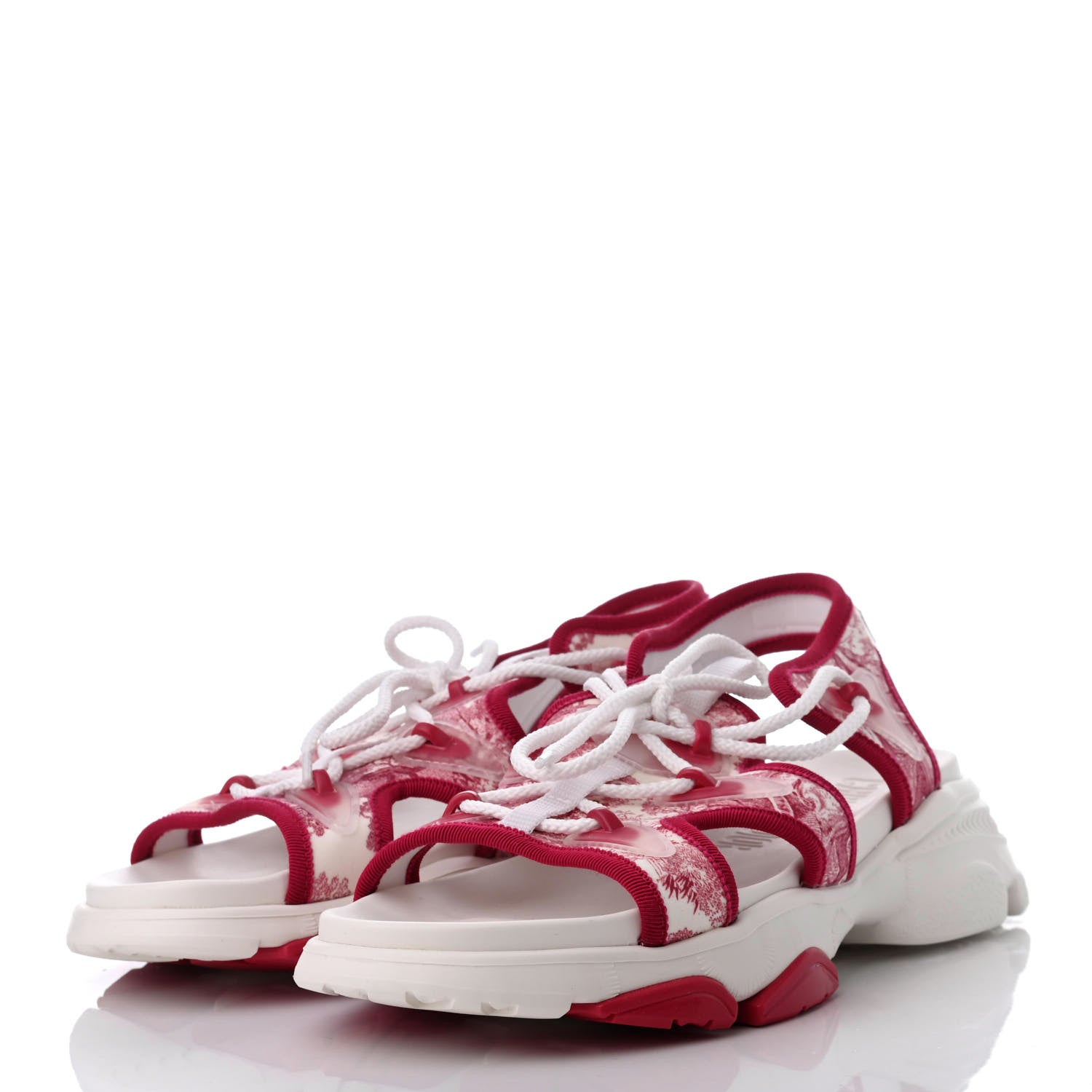 Christian Dior Technical Fabric Toile de Jouy D-Connect Sandals 38 Raspberry 3 of 7