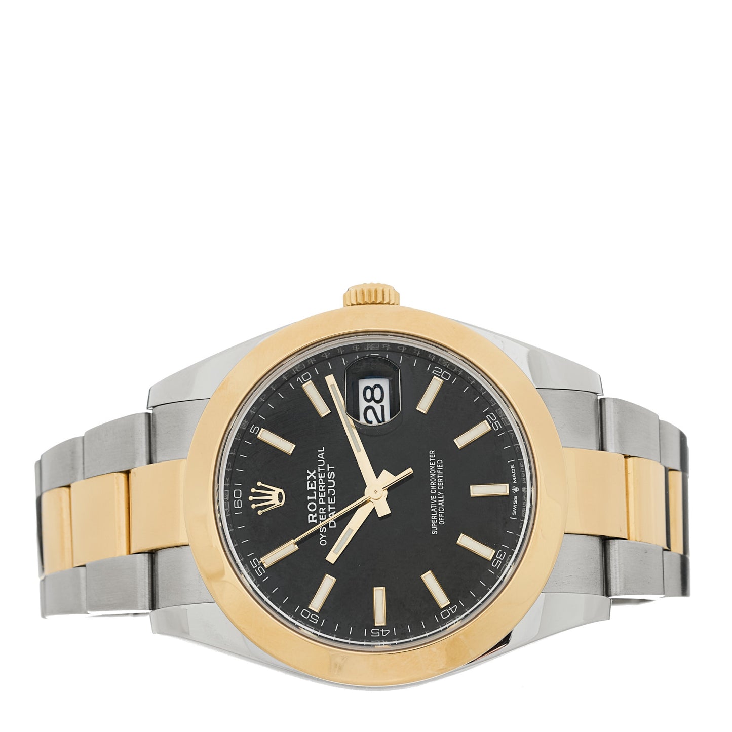 Stainless Steel 18K Yellow Gold 41mm Oyster Perpetual Datejust Watch Black 126303