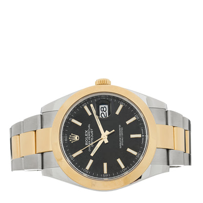 Rolex Stainless Steel 18K Yellow Gold 41mm Oyster Perpetual Datejust Watch Black 126303 2 of 5