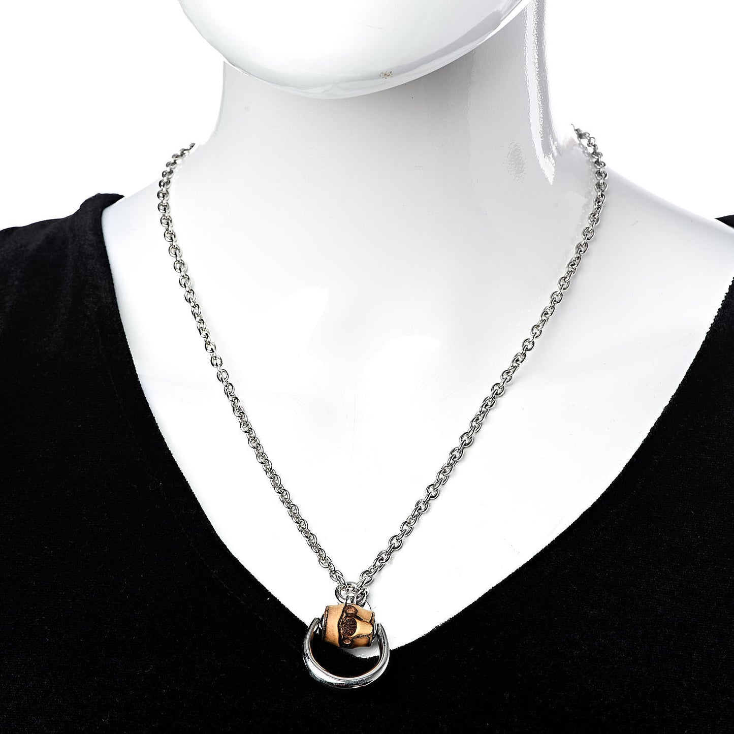 Sterling Silver Bamboo Horsebit Pendant Necklace