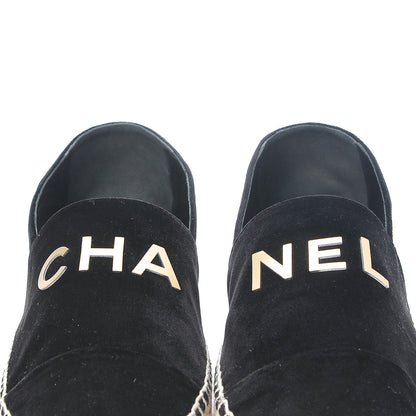 Chanel Velvet Logo Espadrilles 38 Black 10 of 11
