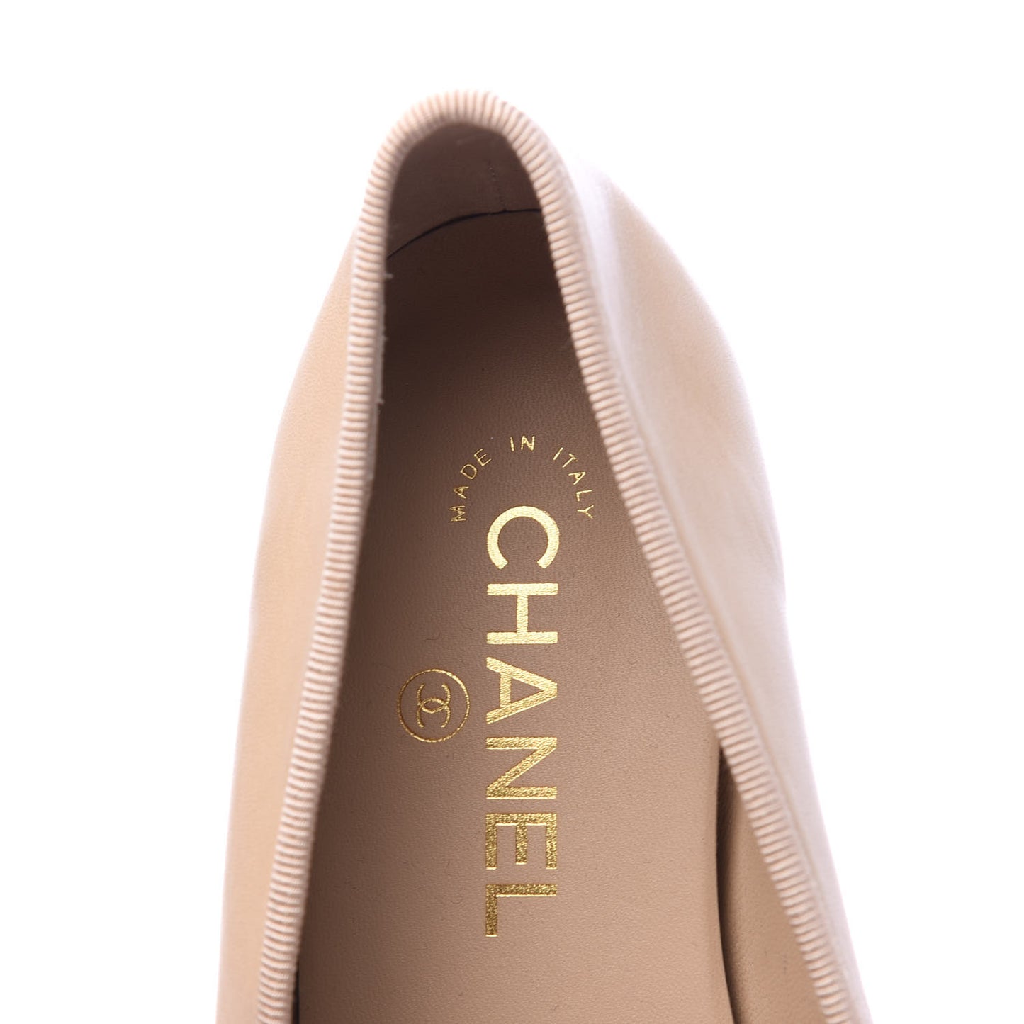 Lambskin Cap Toe CC Ballerina Flats 39 Beige