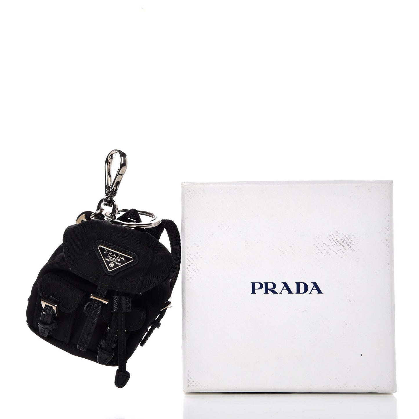 Saffiano Cuir Backpack Keychain Charm Black