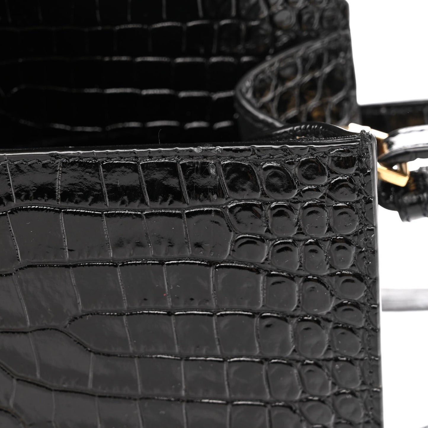 Calfskin Crocodile Embossed Mini Classic Monogram Cassandra Top Handle Black