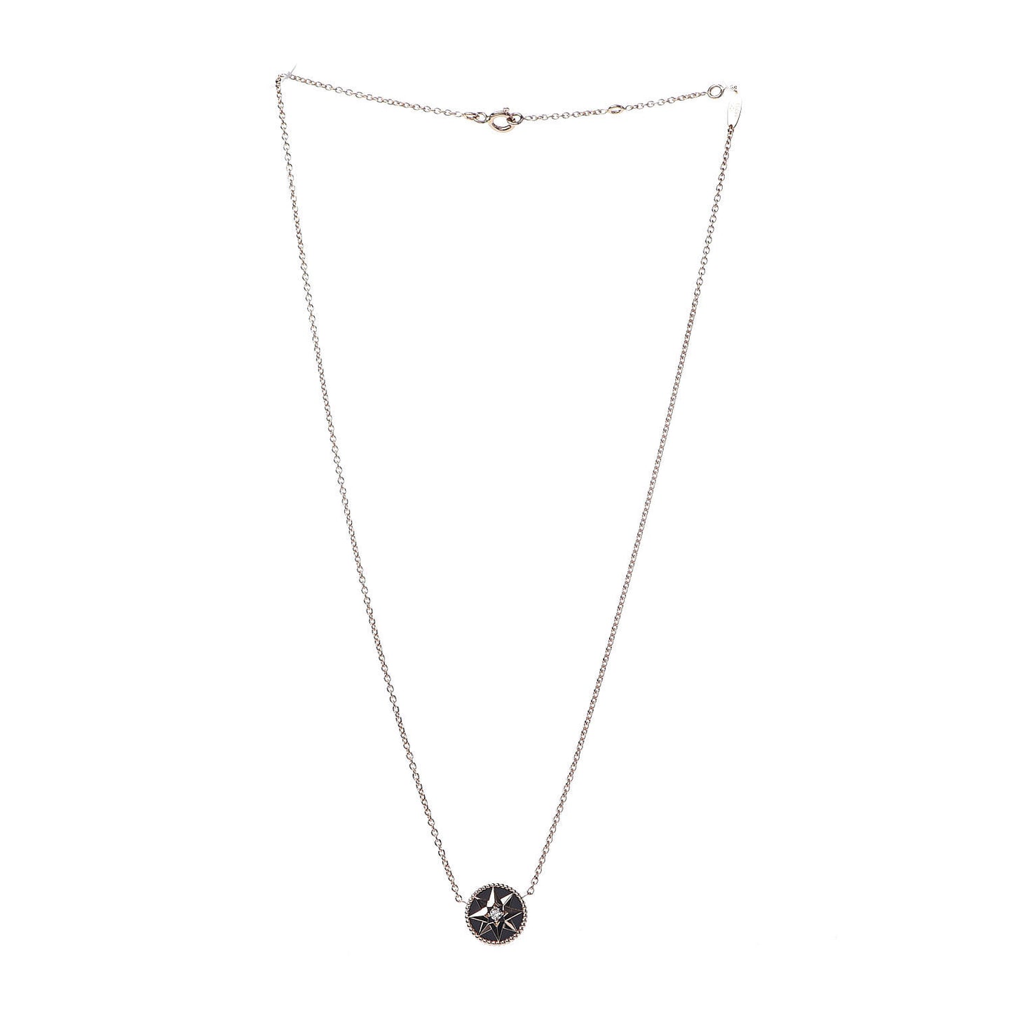 18K Rose Gold Diamond Black Onyx Rose Des Vents Necklace