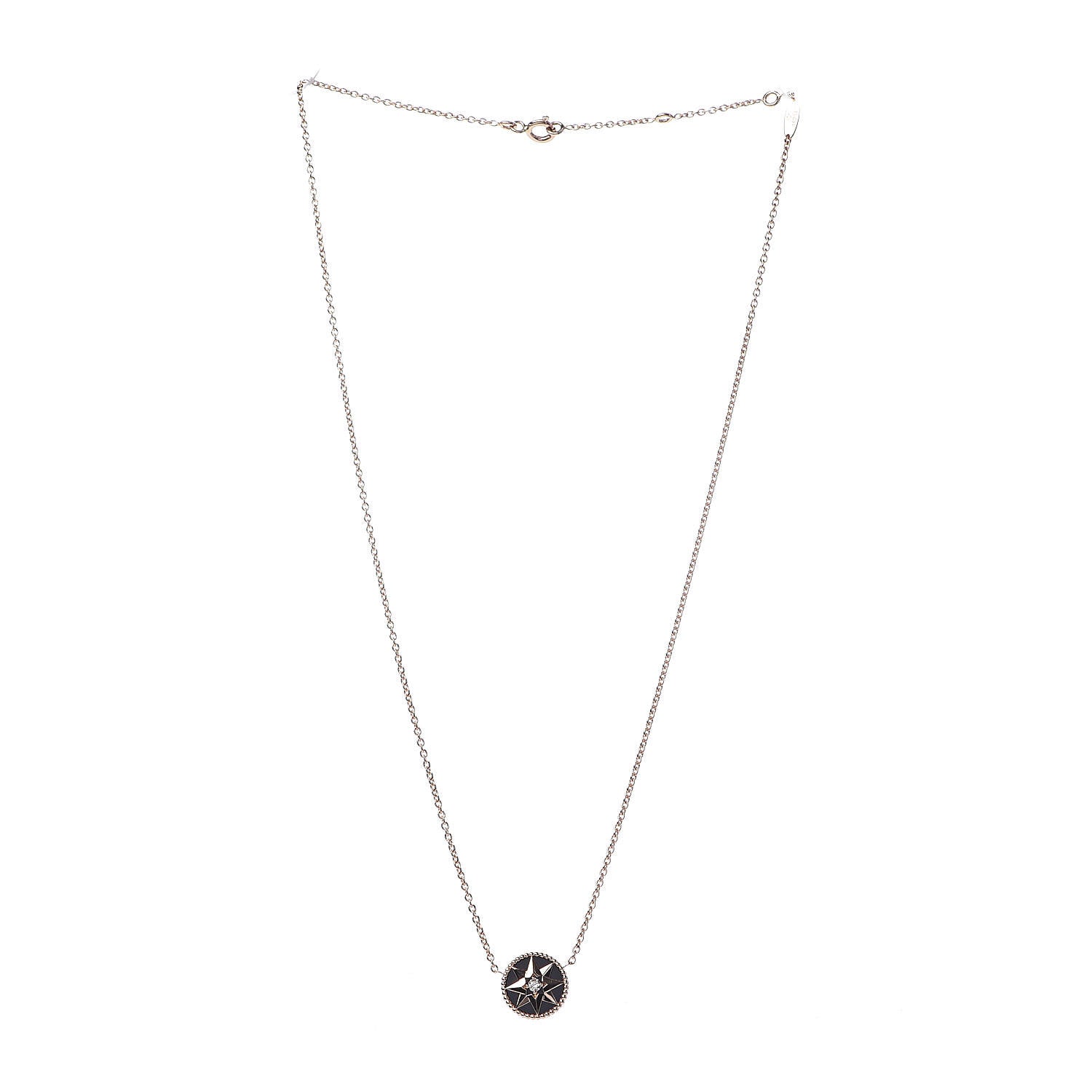 Christian Dior 18K Rose Gold Diamond Black Onyx Rose Des Vents Necklace 3 of 8