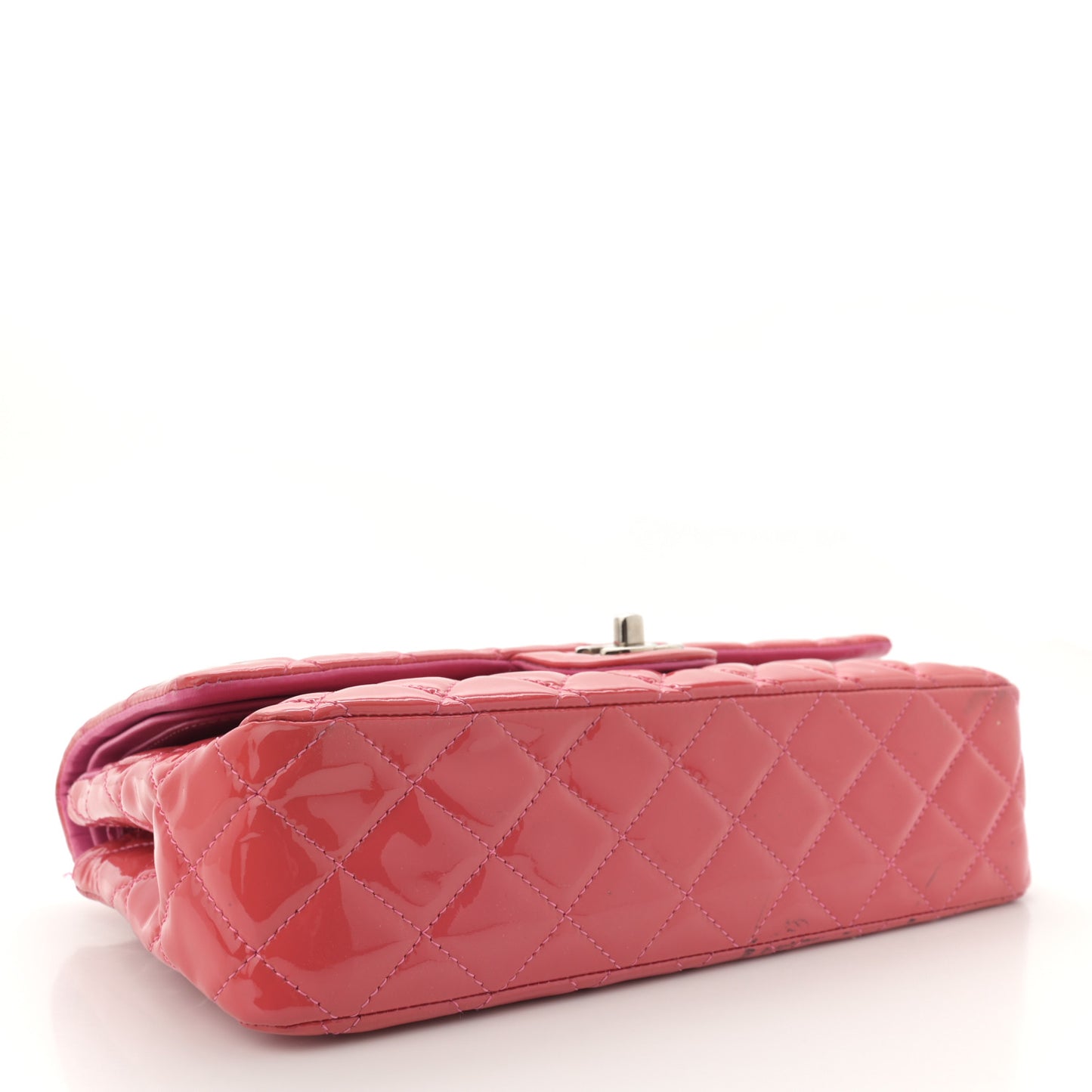 Patent Quilted Medium Double Flap Pink