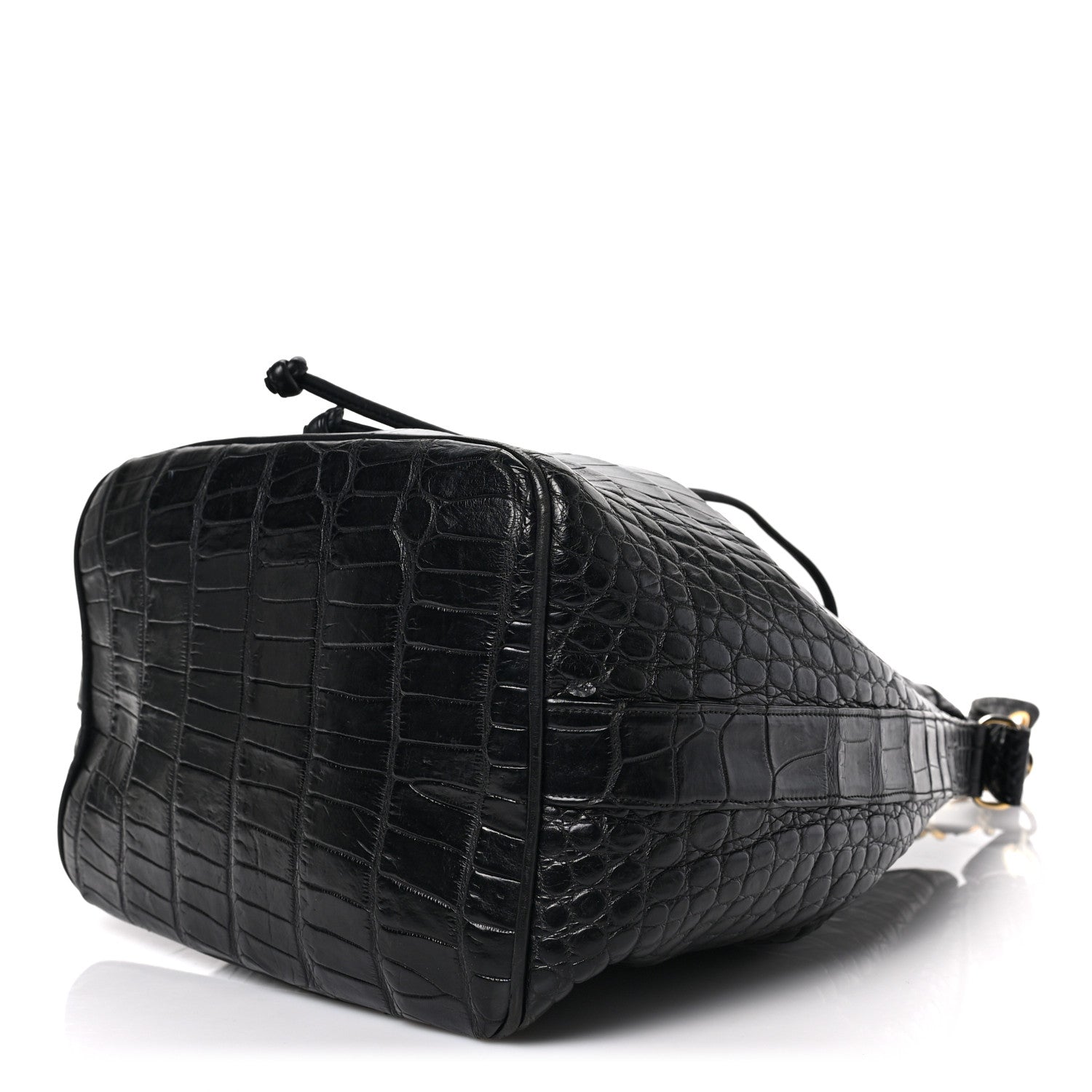 Chanel Alligator Drawstring Bucket Bag Black 9 of 9